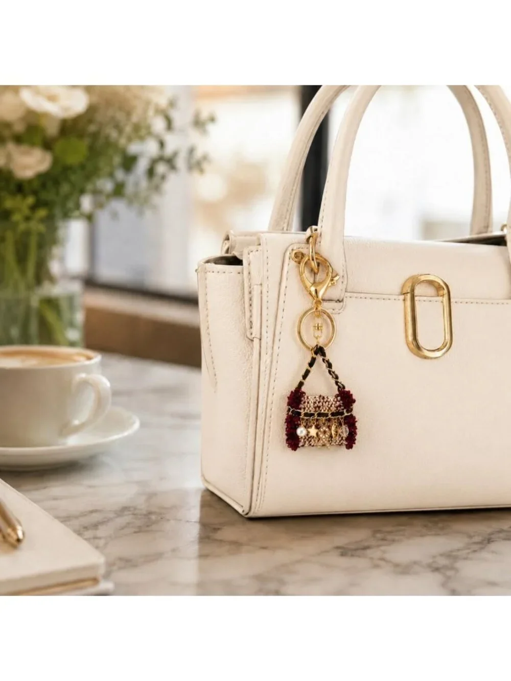 Chic Tweed Check Mini Bag Keychain | Stylish Accessory for Everyday Use